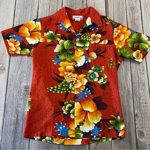 VTG 60s 70s JC Penneys Hawaii floral tropical short sleeve Hawaiian Shirt SZ M.